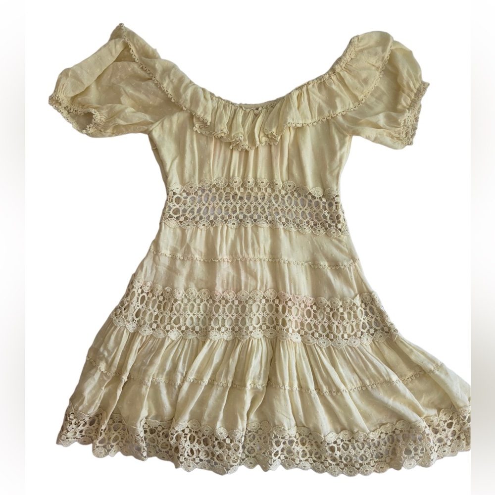 Free People Cream Lace Off Shoulder Dress